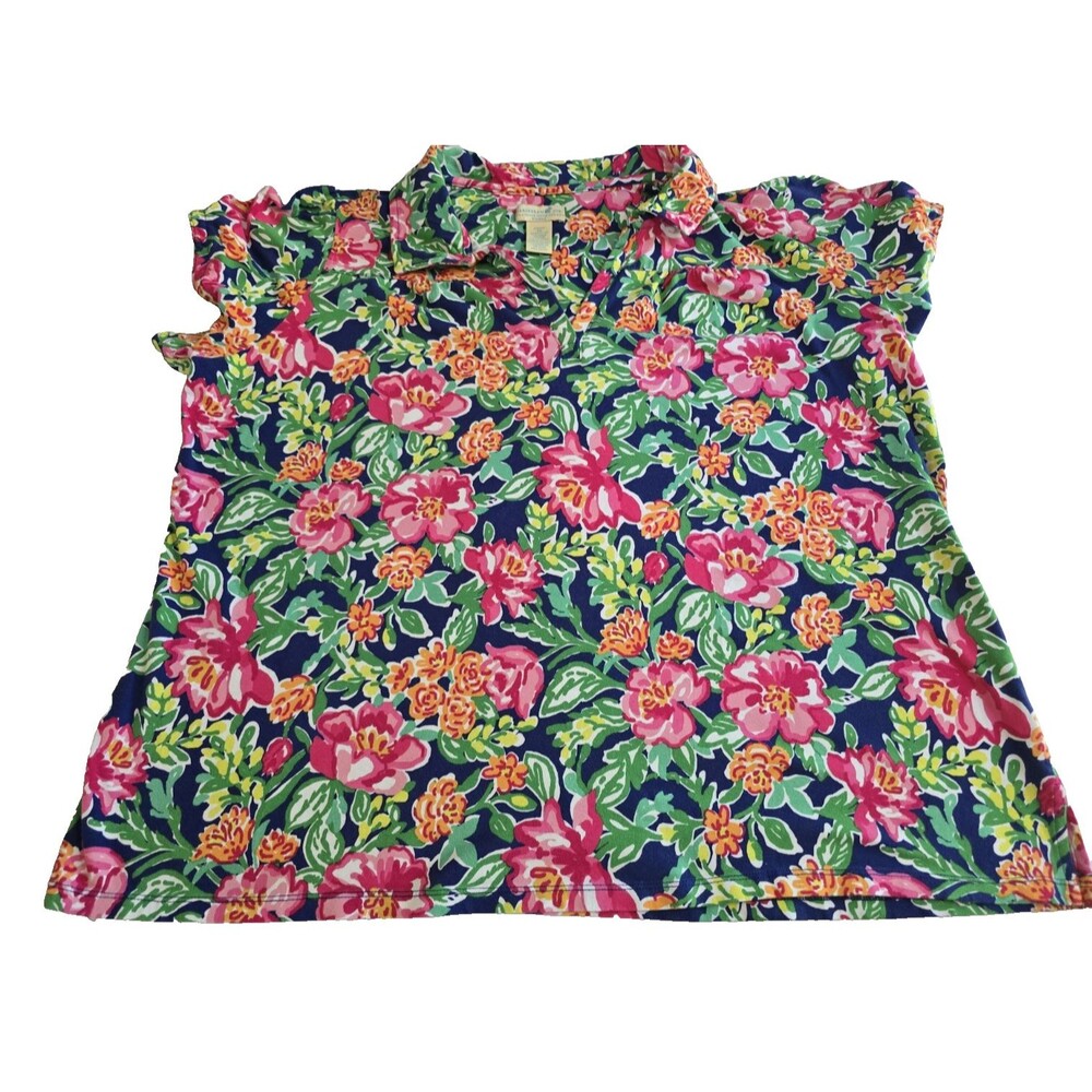 Tropical Coastal Caribbean Joe Floral Short Sleeve Polo Size 3x - Picture 6 of 7